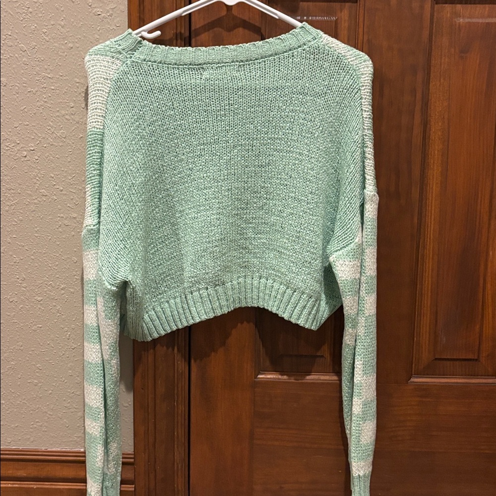 Altar'd State Mint And White Patterned Cropped Sw… - image 4